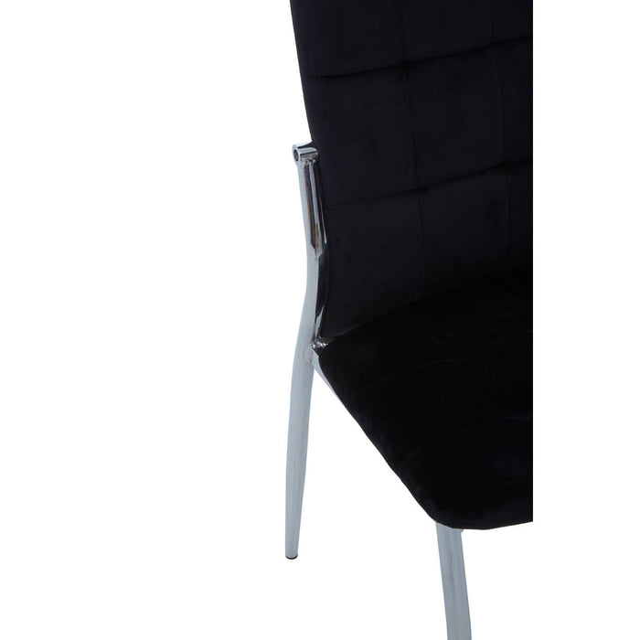 Tamzin Velvet High Back Dining Chair In Black With Silver Legs