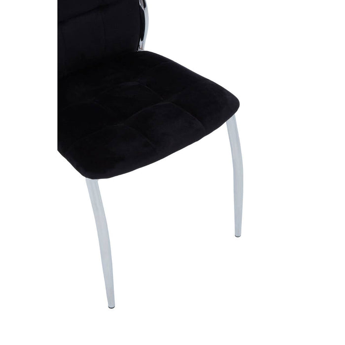 Tamzin Velvet High Back Dining Chair In Black With Silver Legs