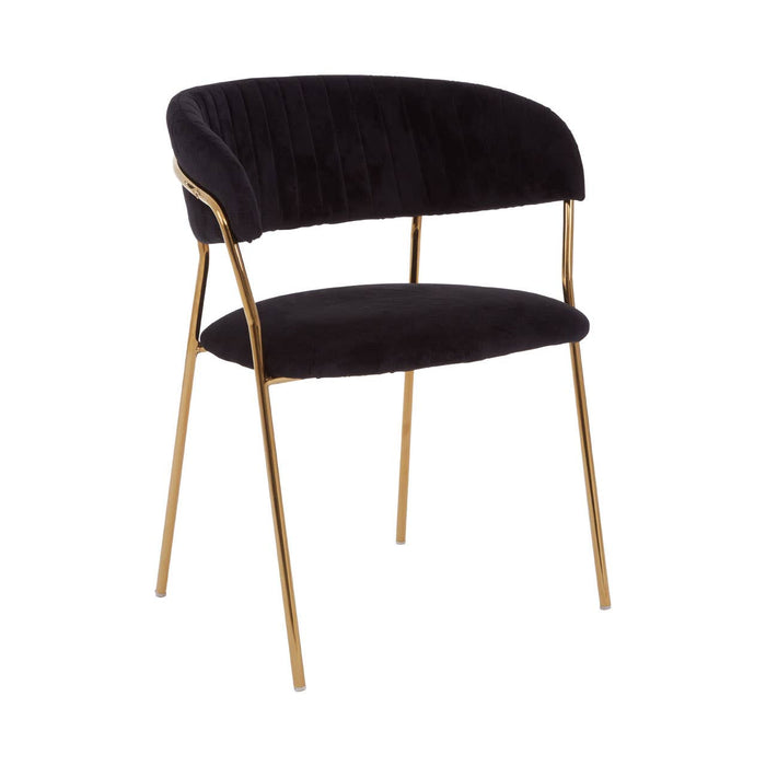 Tamzin Black Channel Dining Chairs With Gold Legs In Pair