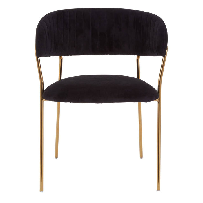 Tamzin Black Channel Dining Chairs With Gold Legs In Pair