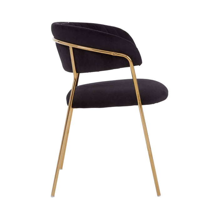 Tamzin Black Channel Dining Chairs With Gold Legs In Pair