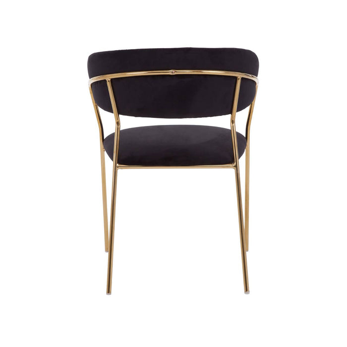 Tamzin Black Channel Dining Chairs With Gold Legs In Pair