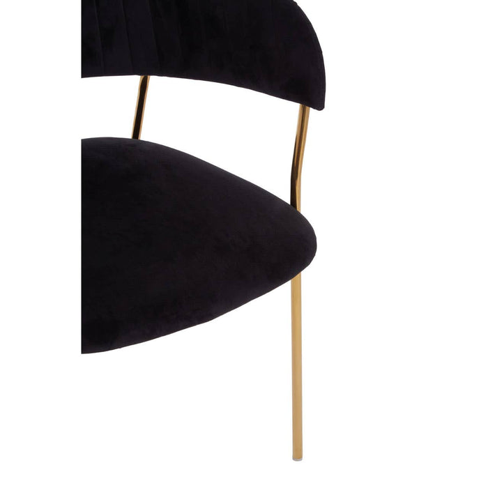 Tamzin Black Channel Dining Chairs With Gold Legs In Pair