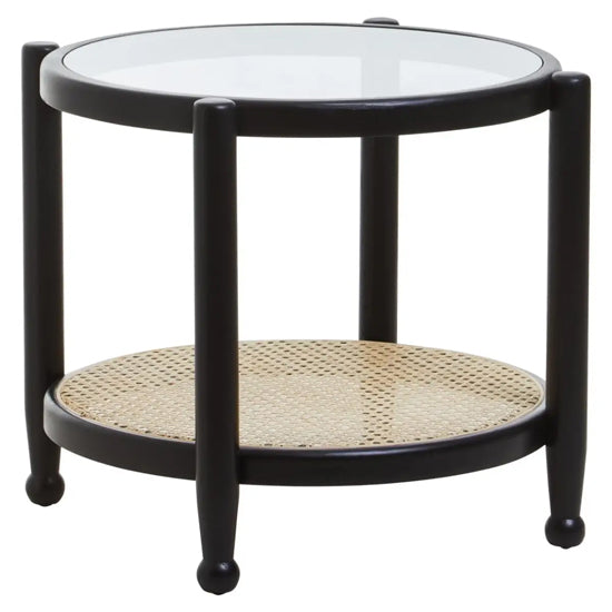 Cebu Clear Glass Top Side Table With Undershelf In Black