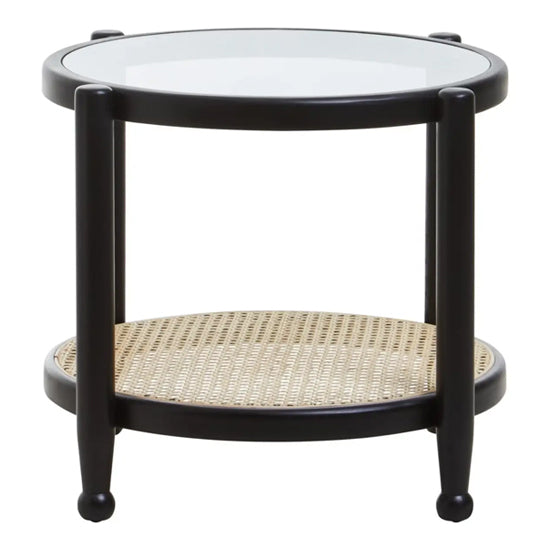 Cebu Clear Glass Top Side Table With Undershelf In Black