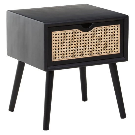 Cebu Wooden Side Table With 1 Drawer In Black