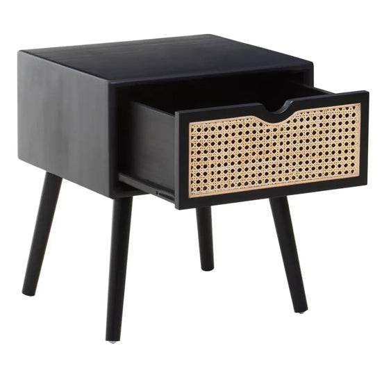 Cebu Wooden Side Table With 1 Drawer In Black