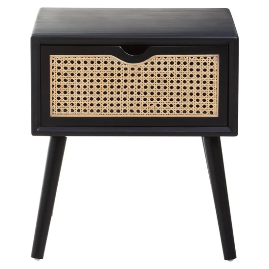 Cebu Wooden Side Table With 1 Drawer In Black