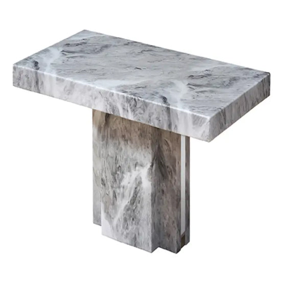 Saronno Rectangular Marble Side Table In Grey