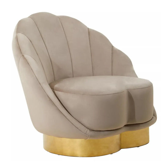 Biarritz Velvet Tub Chair In Mink With Gold Base