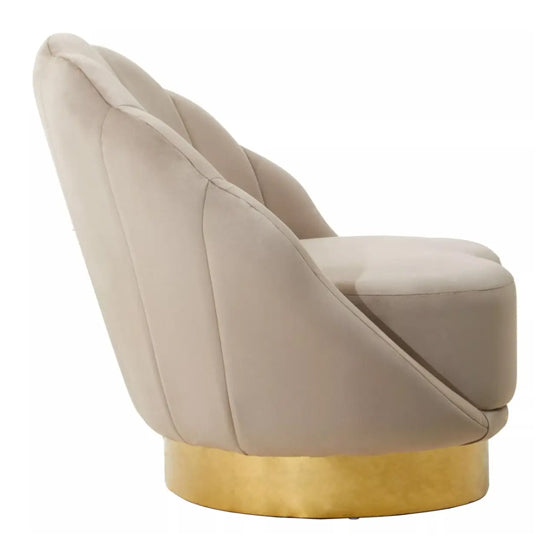 Biarritz Velvet Tub Chair In Mink With Gold Base