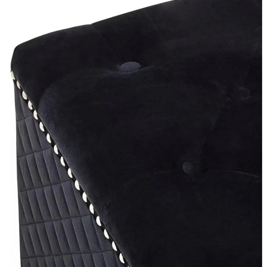 Zamora Square Velvet Ottoman In Black