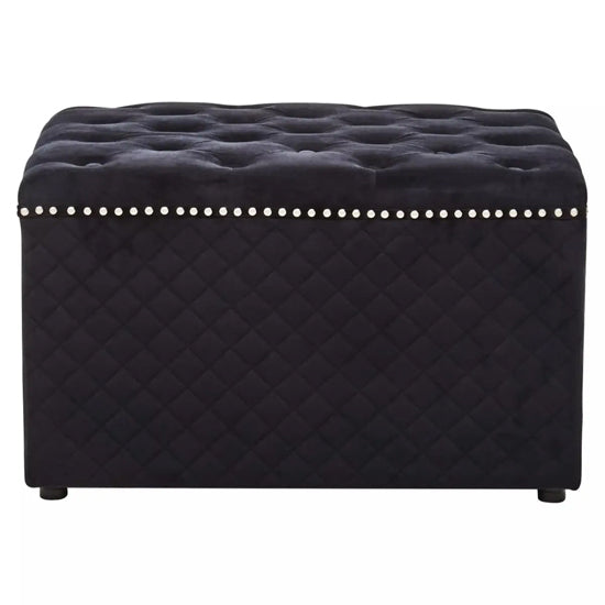 Zamora Square Velvet Ottoman In Black