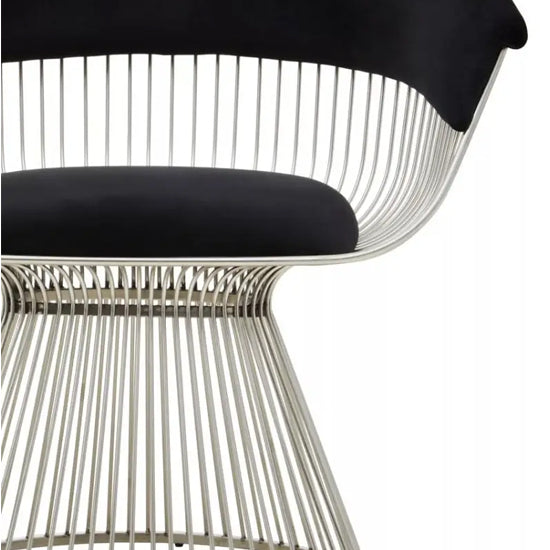 Vogue Velvet Bedroom Chair In Black With Silver Stainless Steel Frame