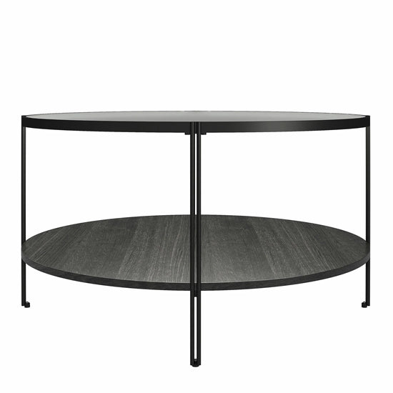 Wainwright Glass Coffee Table Round In Black Oak