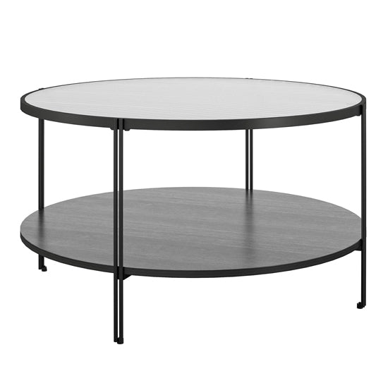 Wainwright Glass Coffee Table Round In Black Oak