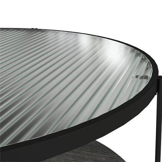 Wainwright Glass Coffee Table Round In Black Oak