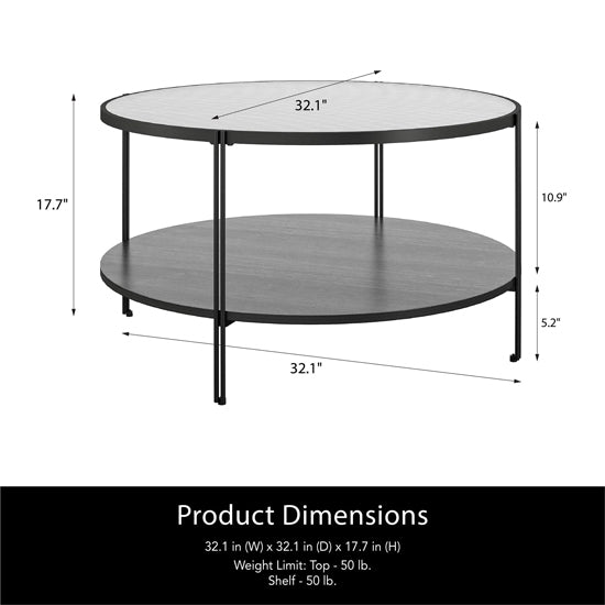 Wainwright Glass Coffee Table Round In Black Oak