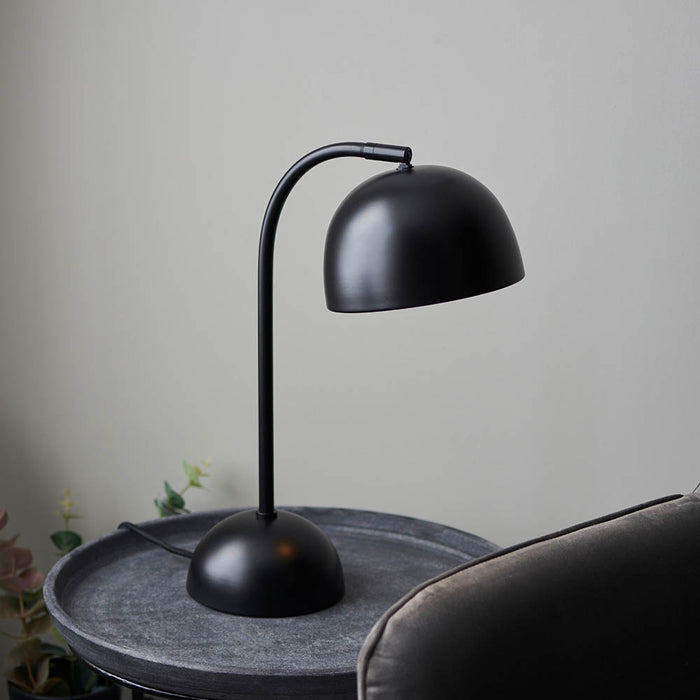 Brodey Metal Table Lamp In Matt Black Finish And Steel Grey