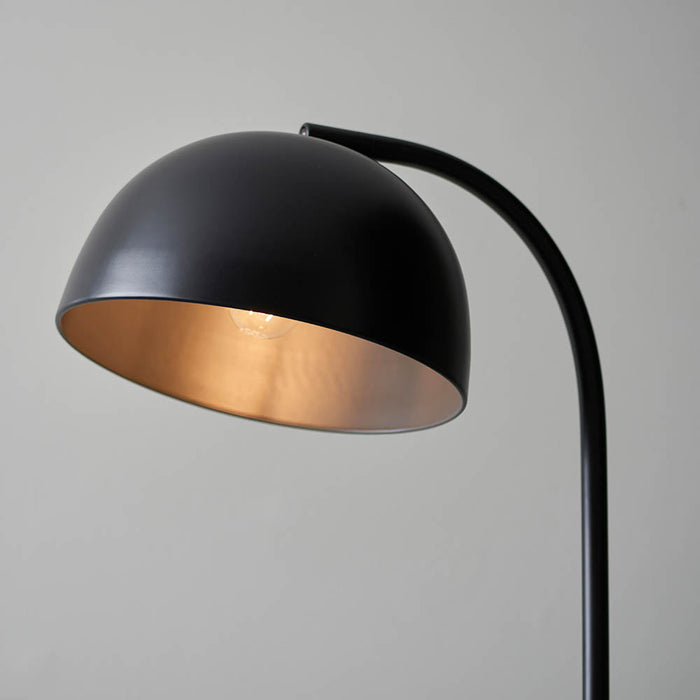 Brodey Metal Floor Lamp In Matt Black Finish And Steel Grey