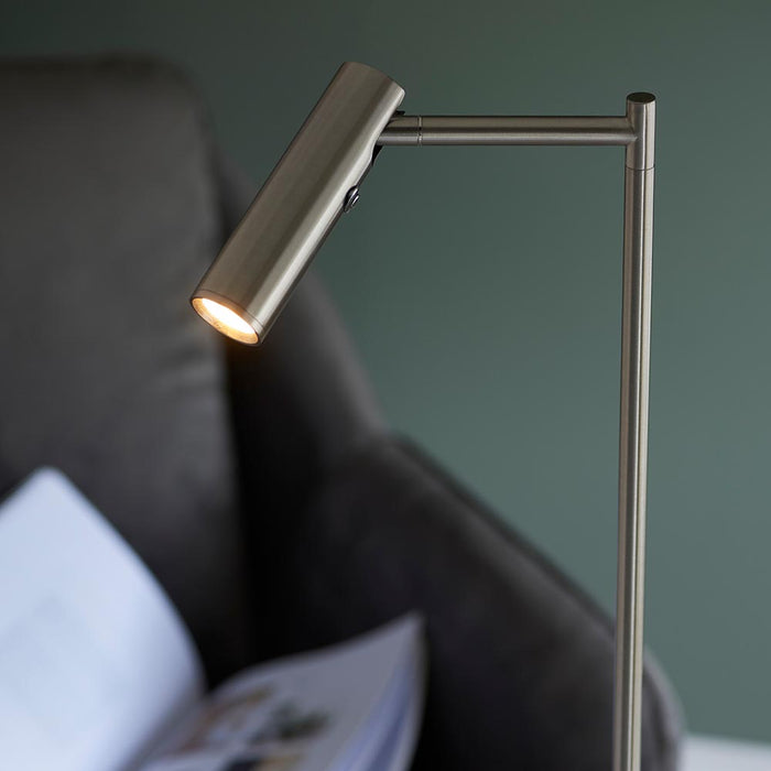 Dedicated Metal Reader Task Floor Lamp In Satin Nickel