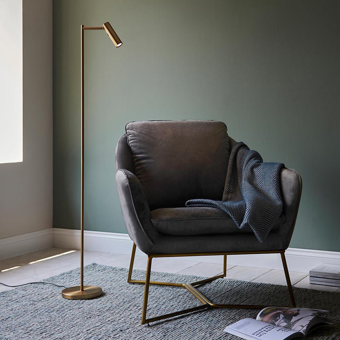 Dedicated Metal Reader Task Floor Lamp In Brass