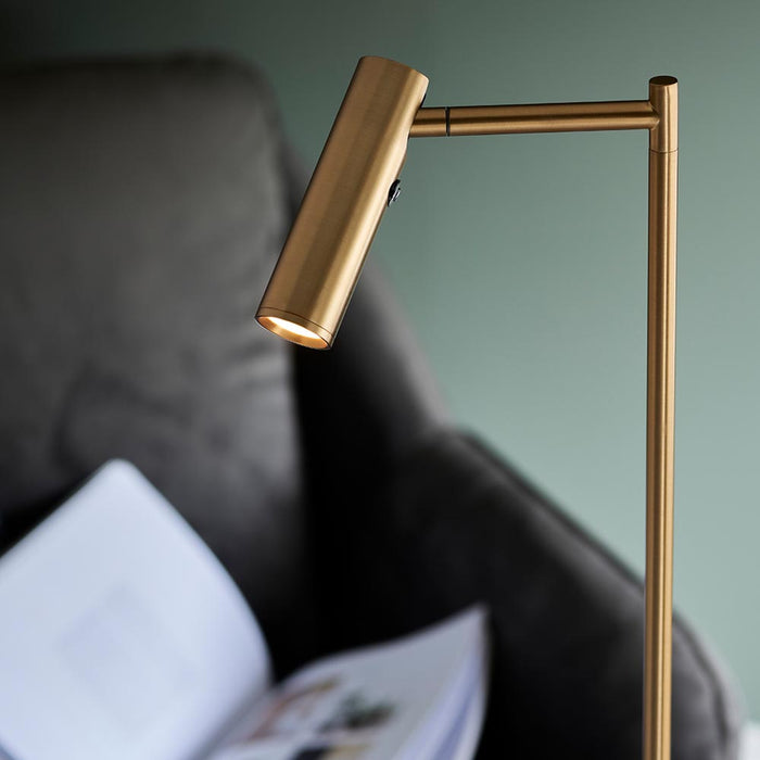 Dedicated Metal Reader Task Floor Lamp In Brass