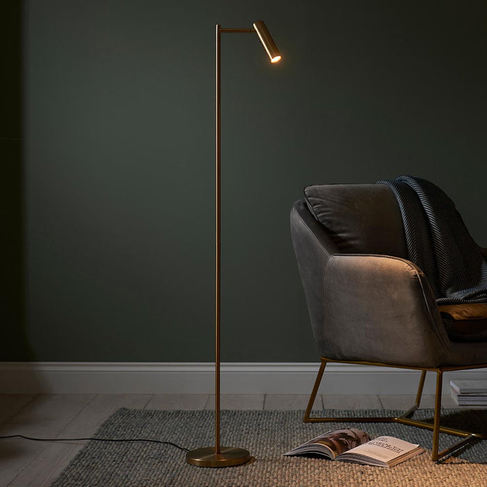 Dedicated Metal Reader Task Floor Lamp In Brass