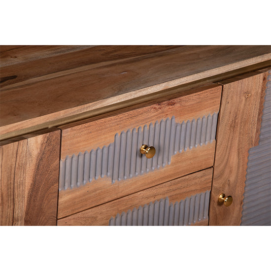 Wilton Acacia Wood Sideboard With 2 Doors 3 Drawers In Natural And Grey