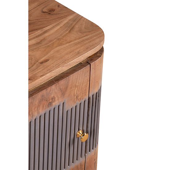 Wilton Acacia Wood Bedside Cabinet With 1 Door In Natural And Grey