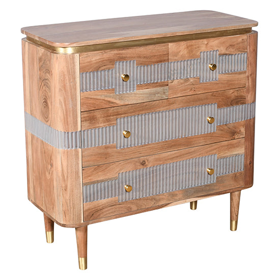 Wilton Acacia Wood Chest Of 4 Drawers In Natural And Grey