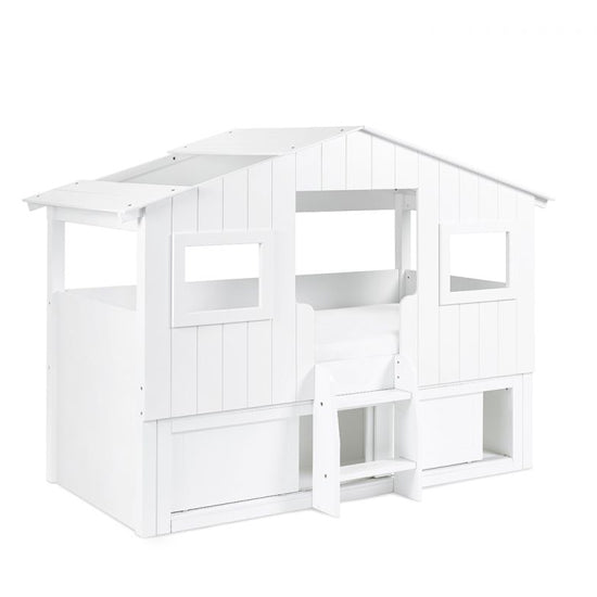 Acorn Wooden Treehouse Midsleeper Bunk Bed With Storage Unit In White