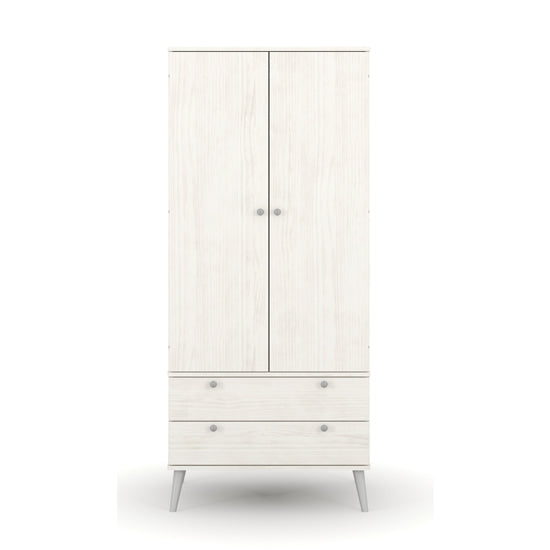 Augusta Curve Wooden Wardrobe With 2 Doors And 2 Drawers In White