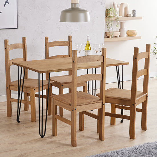 Augusta Wooden Dining Table In Oak With 4 Corona Oak Chairs