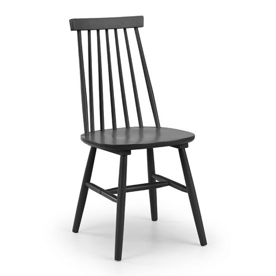 Alassio Black Wooden Spindle Back Dining Chairs In Pair