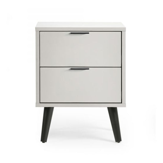 Alba Wooden Bedside Cabinet With 2 Doors In Silk Grey