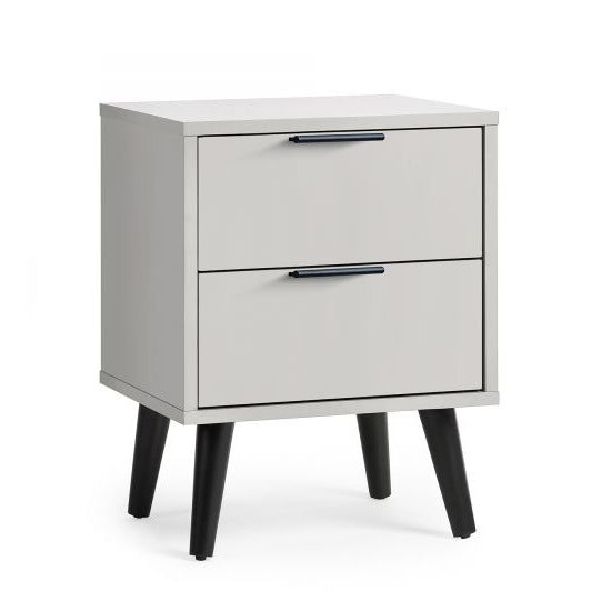 Alba Wooden Bedside Cabinet With 2 Doors In Silk Grey