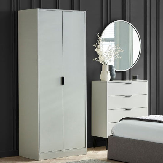 Alba Wooden Wardrobe With 2 Doors In Silk Grey