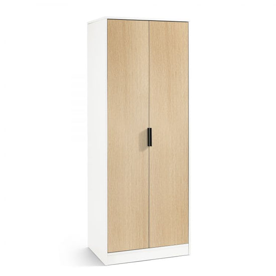 Alba Wooden Wardrobe With 2 Doors In White And Oak