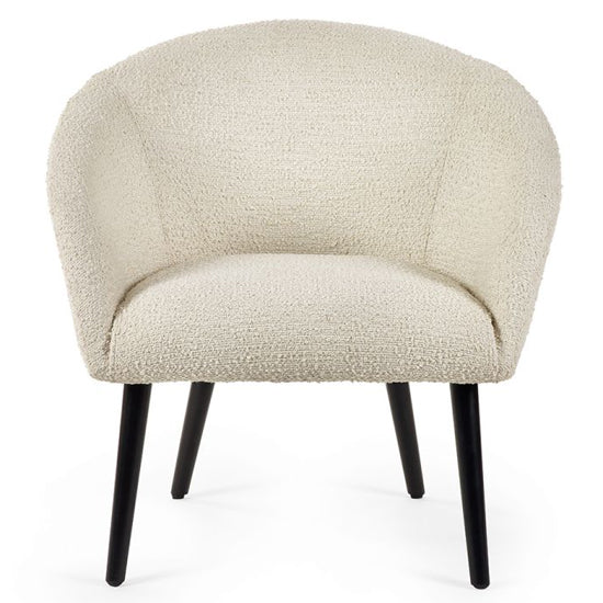 Amari Boucle Fabric Accent Chair In Ivory