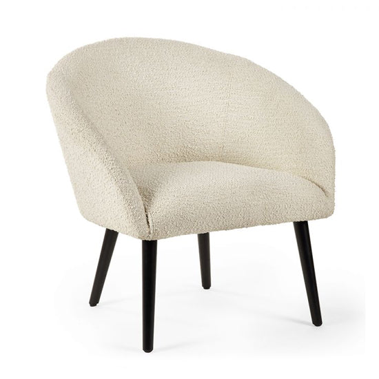 Amari Boucle Fabric Accent Chair In Ivory