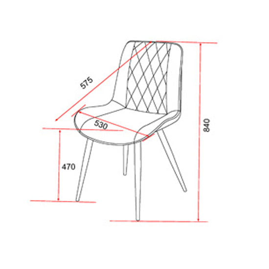 Aspen Diamond Stitch Grey Fabric Dining Chairs In Pair