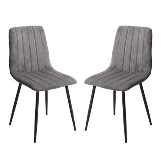 Aspen Straight Stitch Grey Fabric Dining Chairs In Pair