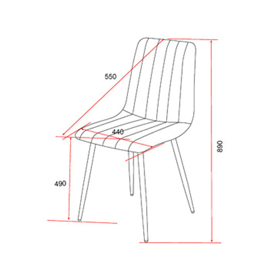 Aspen Straight Stitch Light Grey Cord Fabric Dining Chairs In Pair