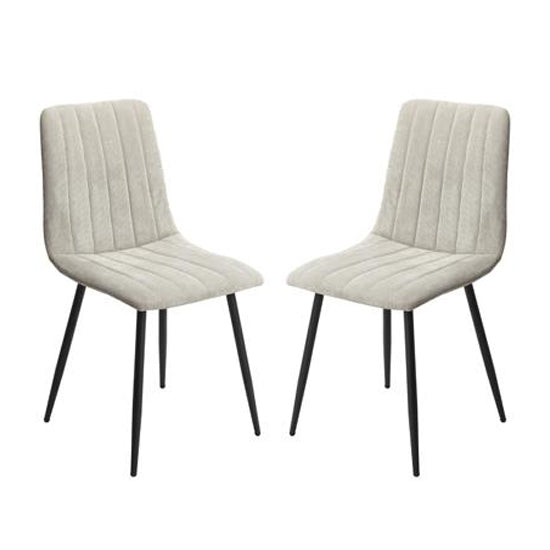 Aspen Straight Stitch Light Grey Cord Fabric Dining Chairs In Pair