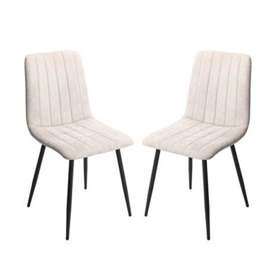 Aspen Straight Stitch Natural Fabric Dining Chairs In Pair