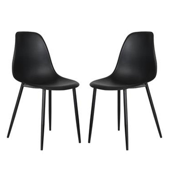 Aspen Black Plastic Curve Dining Chairs In Pair