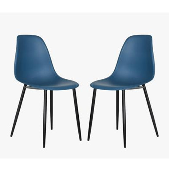 Aspen Blue Plastic Curve Dining Chairs In Pair