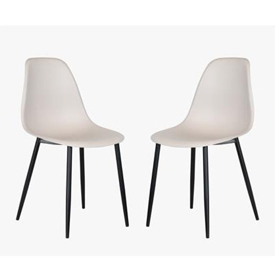 Aspen Calico Plastic Curve Dining Chairs In Pair