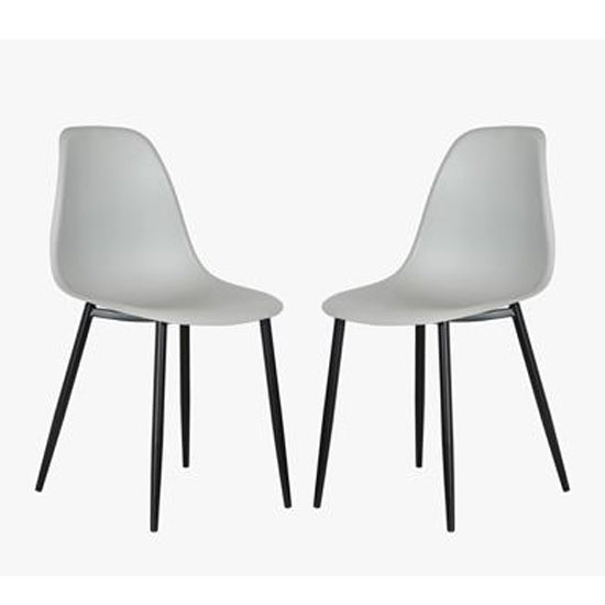 Aspen Light Grey Plastic Curve Dining Chairs In Pair